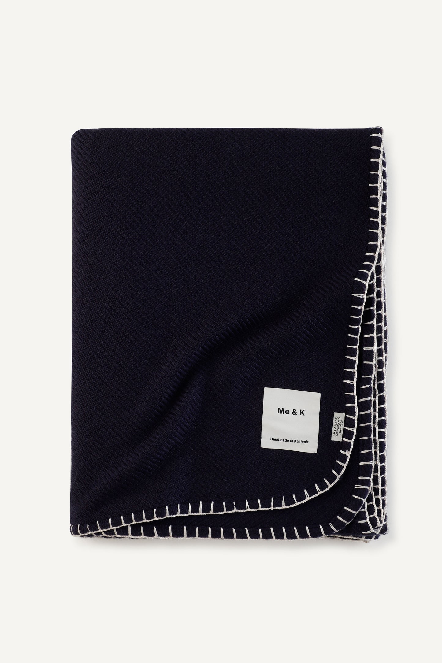 Handcrafted Warmth: Wool & Cashmere Solid Crochet Blanket - Insignia Blue