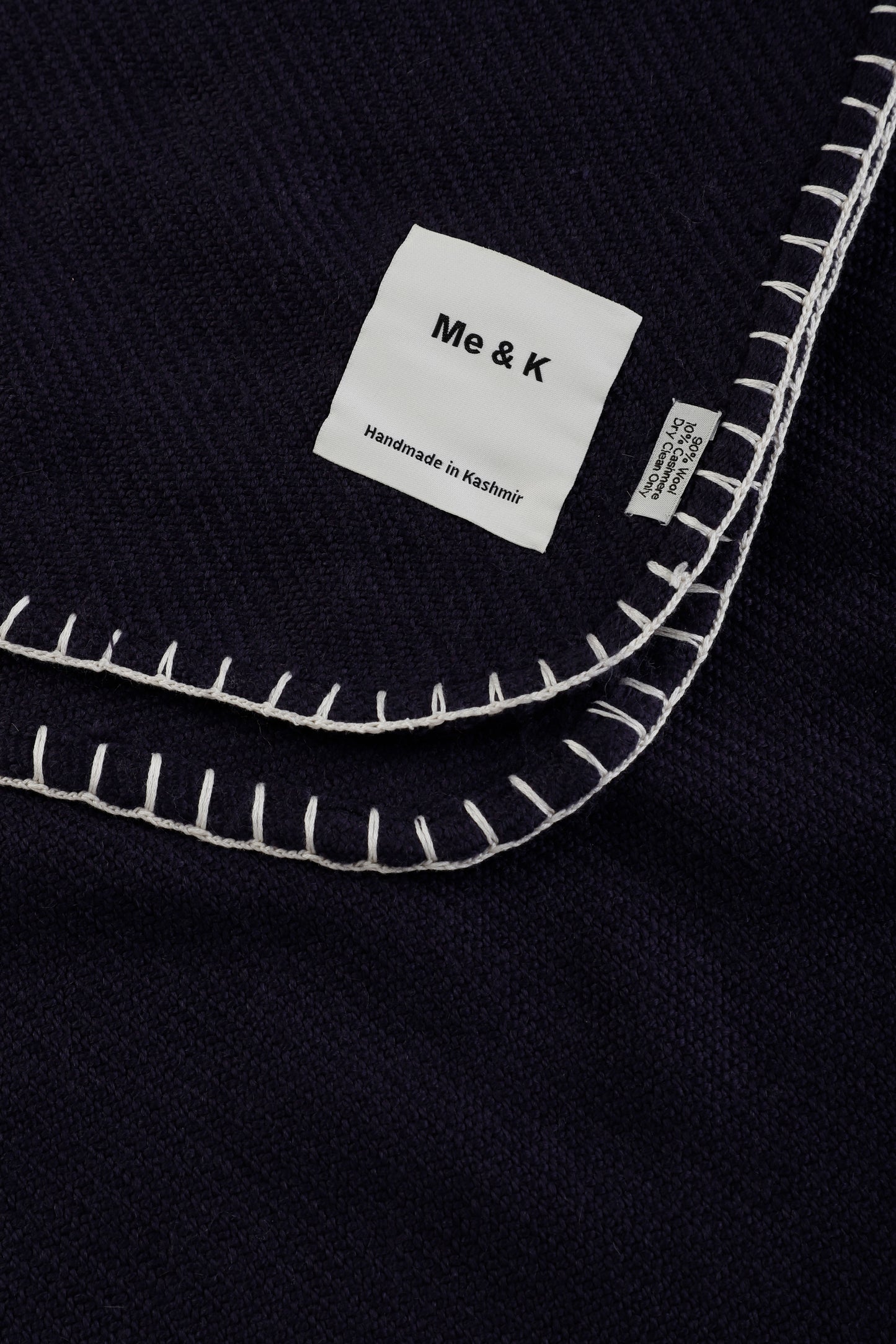 Handcrafted Warmth: Wool & Cashmere Solid Crochet Blanket - Insignia Blue
