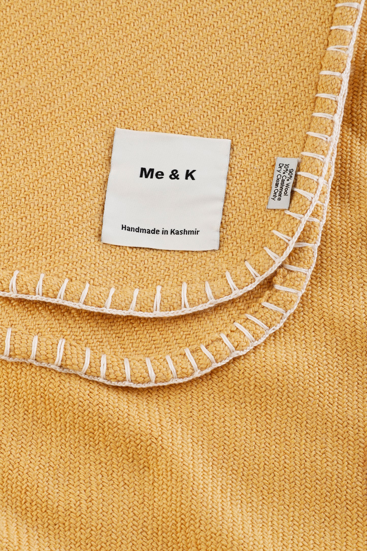 Handcrafted Warmth: Wool & Cashmere Solid Crochet Blanket - Mimosha/Mustard Yellow