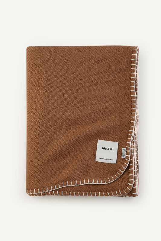 Handcrafted Warmth: Wool & Cashmere Solid Crochet Blanket - Tobac / Earthy Brown