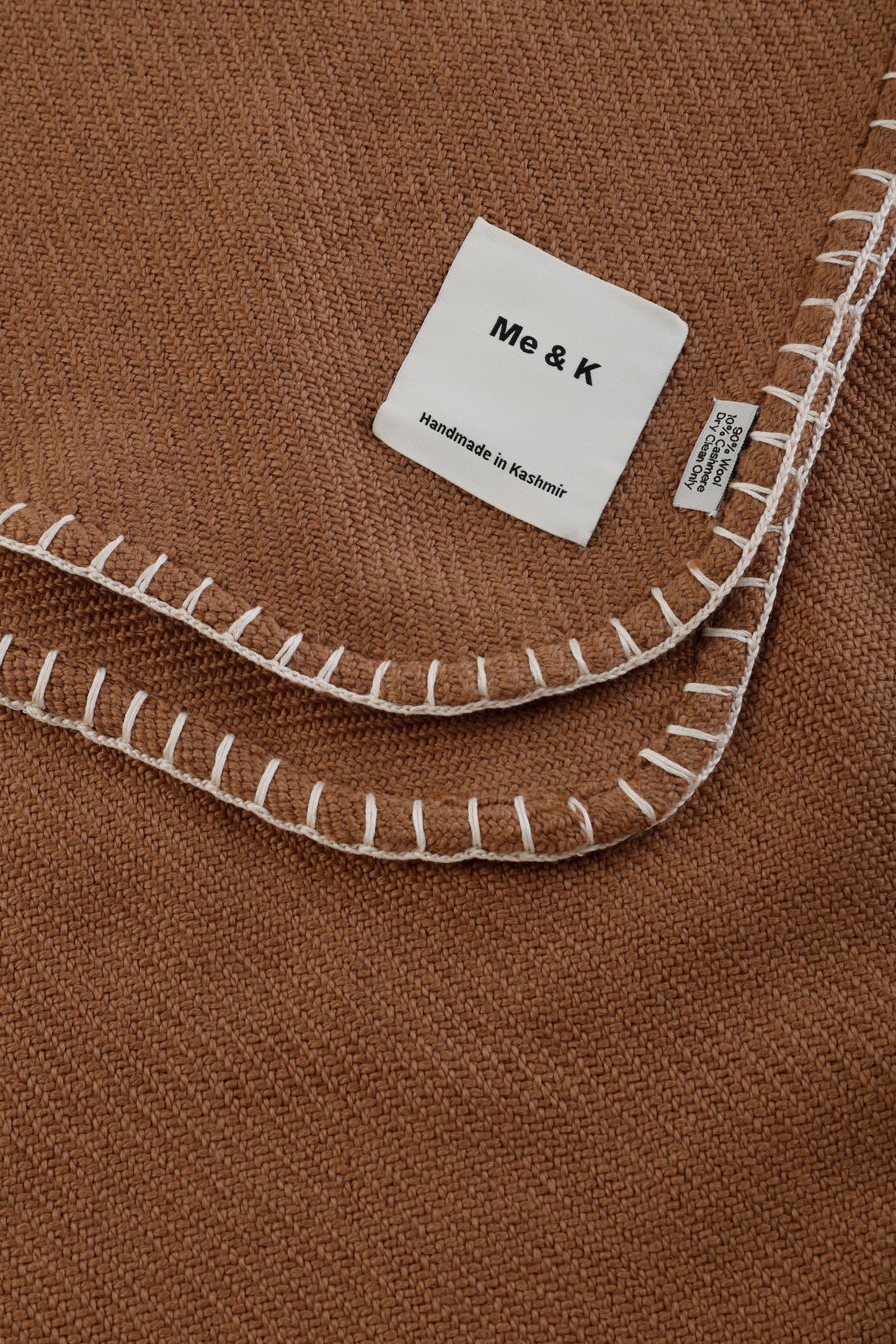 Handcrafted Warmth: Wool & Cashmere Solid Crochet Blanket - Tobac / Earthy Brown
