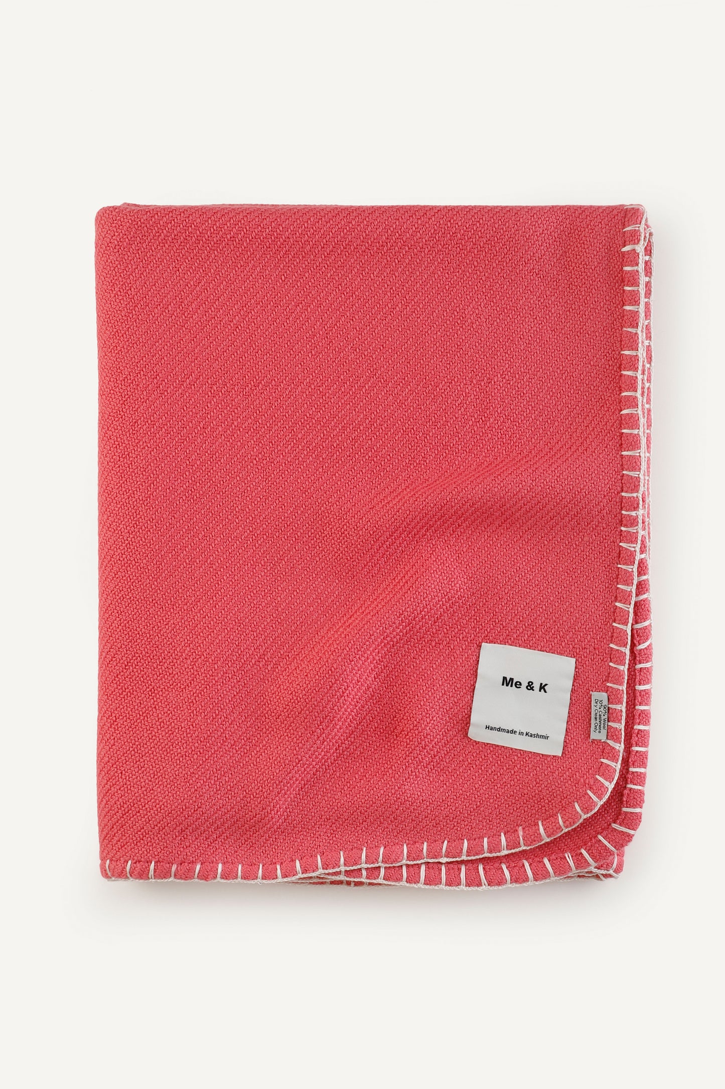 Handcrafted Warmth: Wool & Cashmere Solid Crochet Throw - Eclat Pink