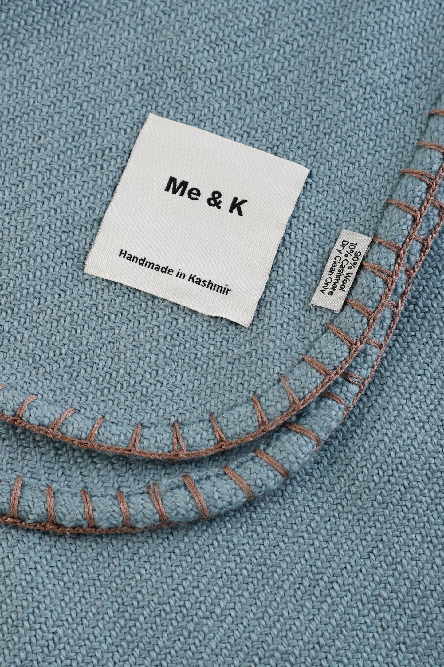 Handcrafted Warmth: Wool & Cashmere Solid Crochet Throw - Mineral Blue