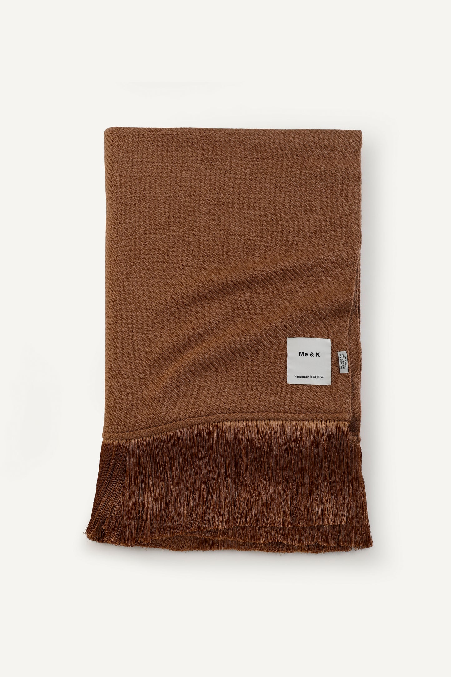 Luxury Earthy Brown Merino Cashmere Throw with Fringe | Hand-Woven Artisan Home Decor by Me & K