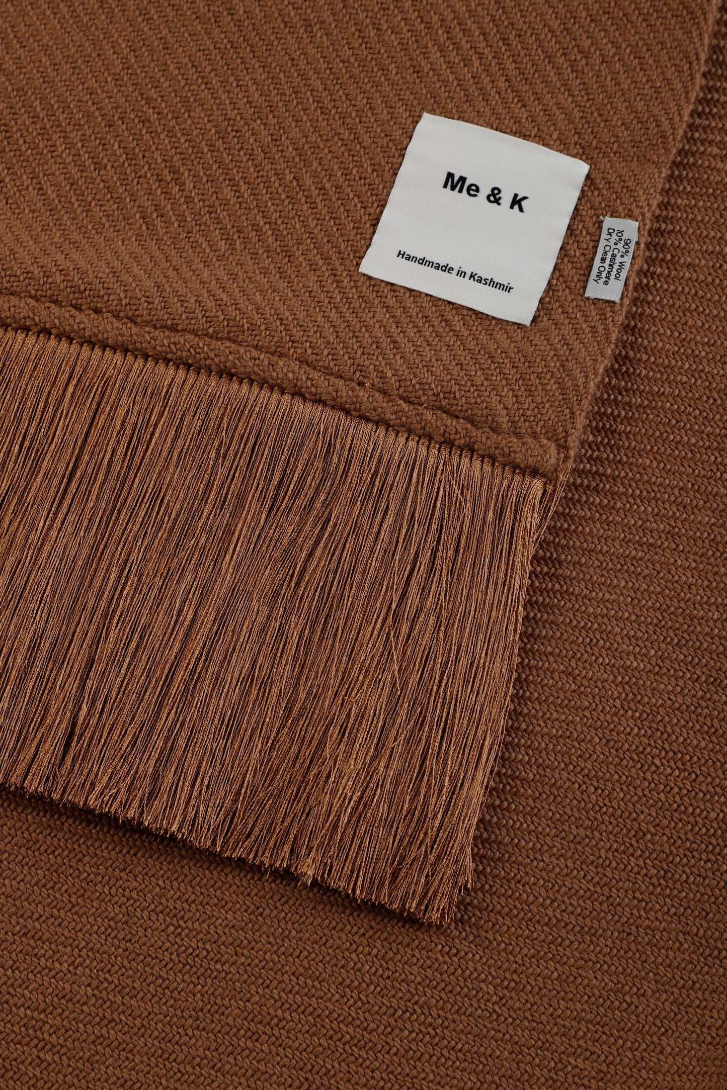 Luxury Earthy Brown Merino Cashmere Throw with Fringe | Hand-Woven Artisan Home Decor by Me & K