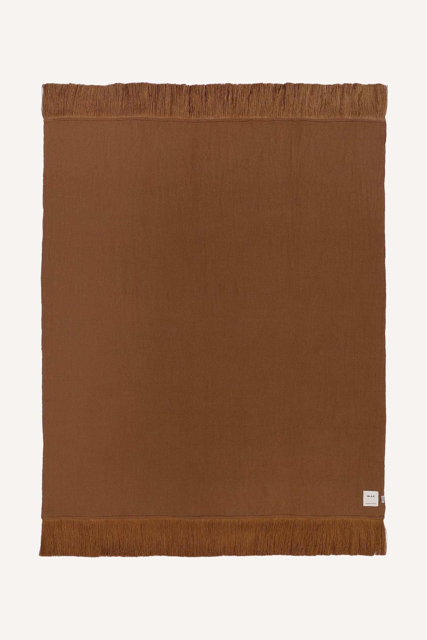 Luxury Earthy Brown Merino Cashmere Throw with Fringe | Hand-Woven Artisan Home Decor by Me & K