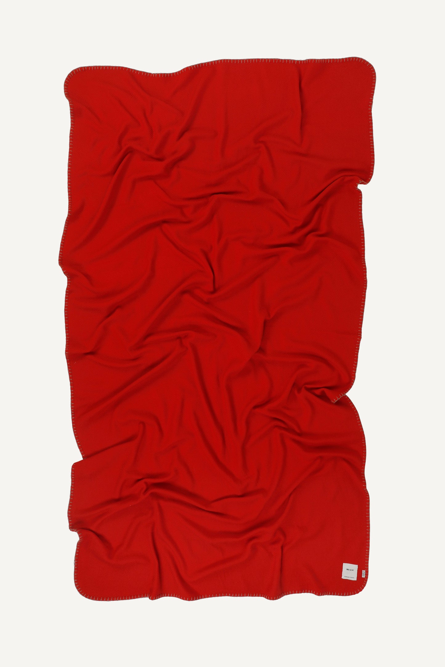 Handcrafted Warmth: Wool & Cashmere Solid Crochet Blanket - Coral Red