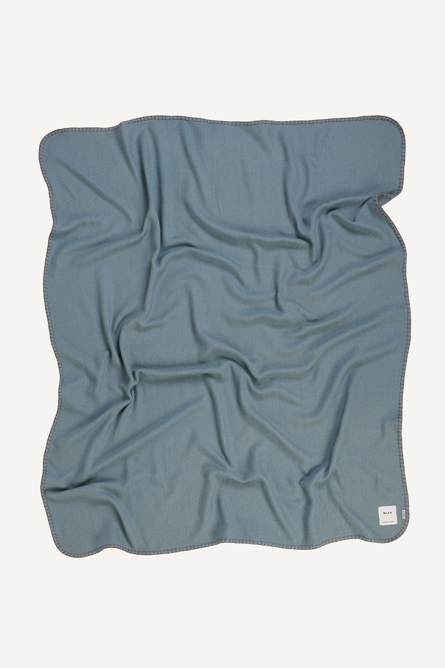 Handcrafted Warmth: Wool & Cashmere Solid Crochet Throw - Mineral Blue