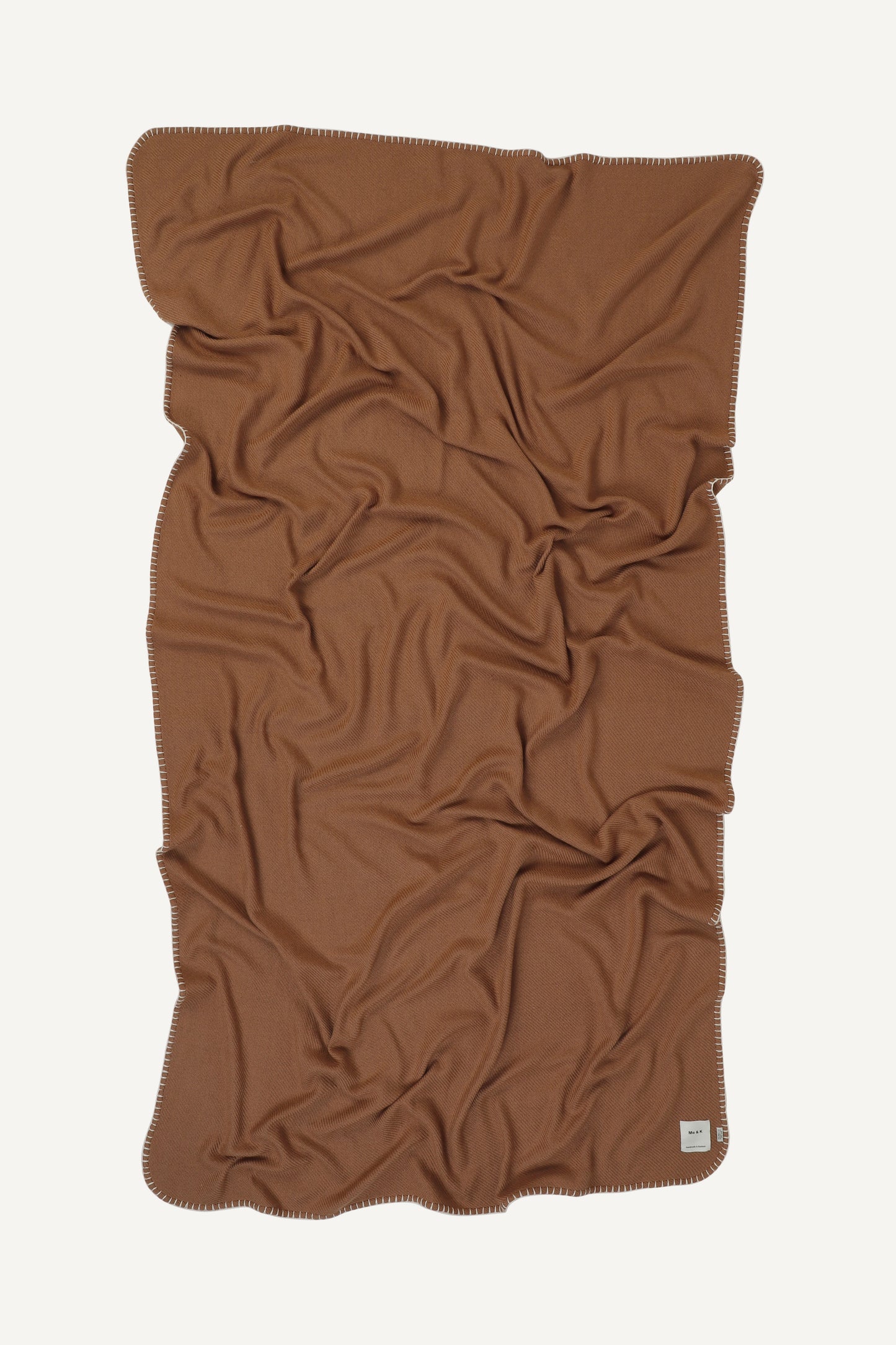 Handcrafted Warmth: Wool & Cashmere Solid Crochet Blanket - Tobac / Earthy Brown