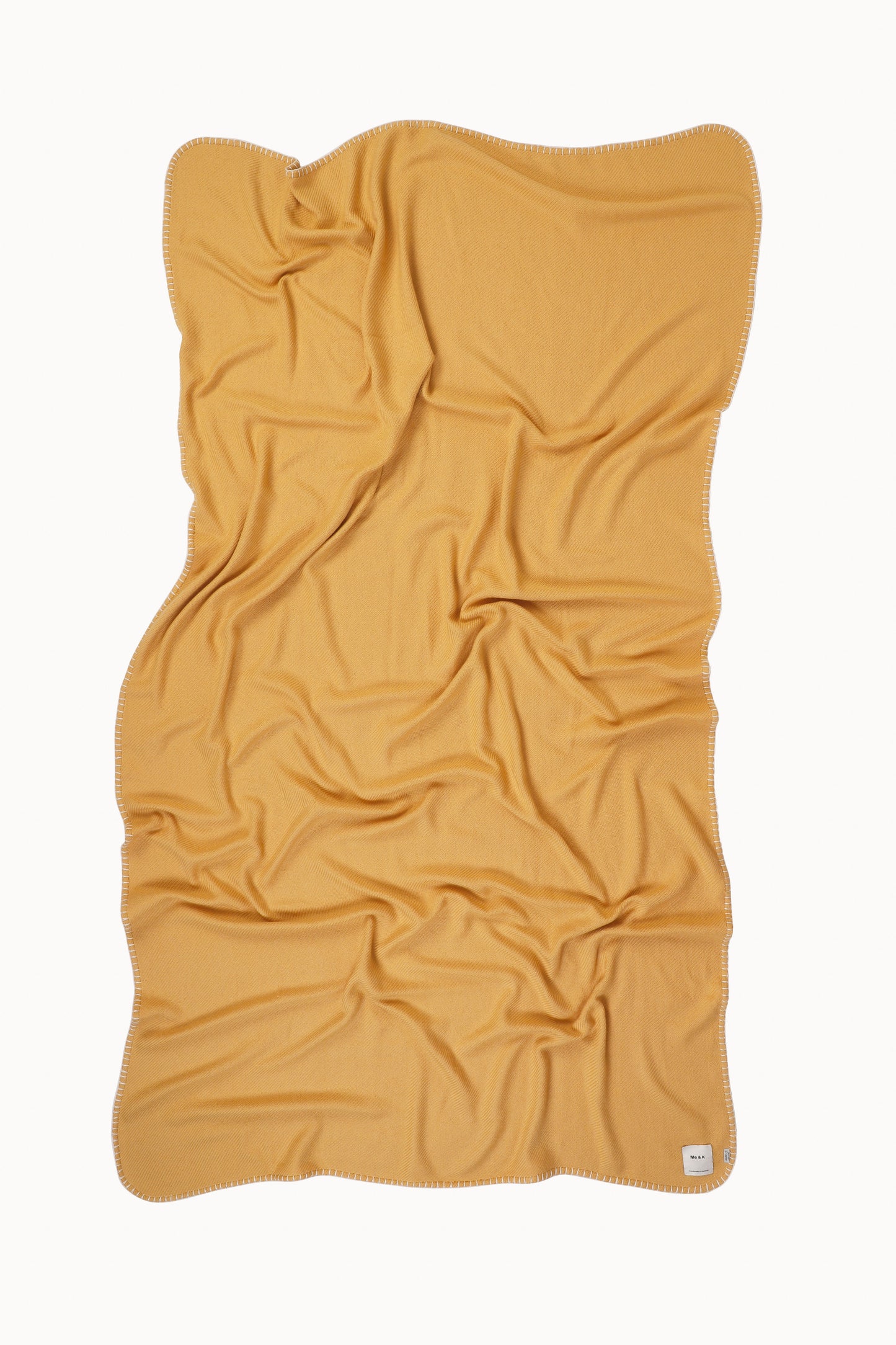 Handcrafted Warmth: Wool & Cashmere Solid Crochet Blanket - Mimosha/Mustard Yellow