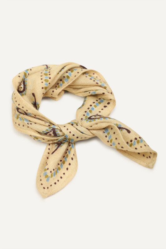 PAISLEY BANDANA - HANDPAINT SQUARE - SAND COMBO