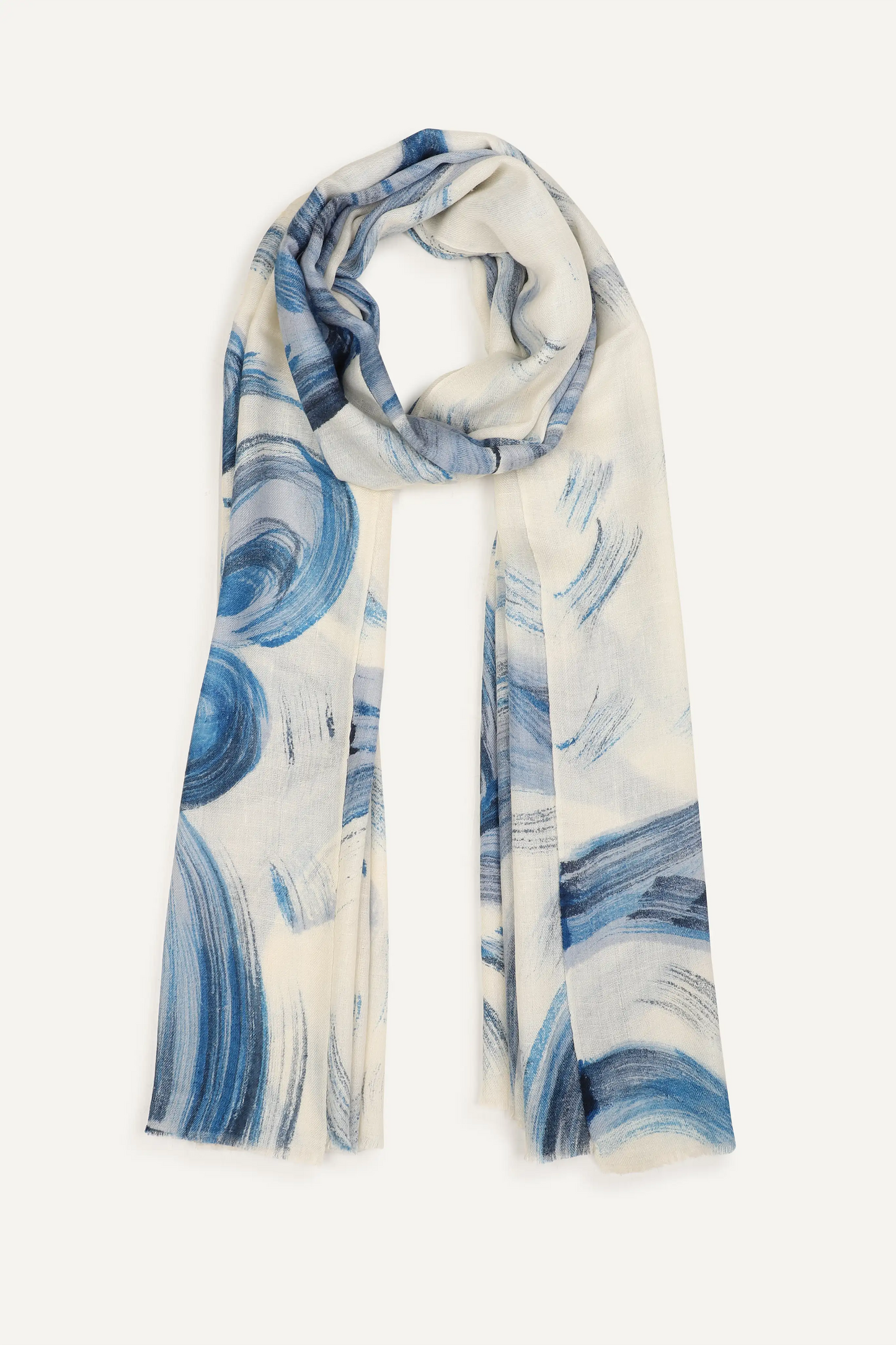 FLORAL SWIRLS -  HANDPAINT FOULARD - BLUE COMBO