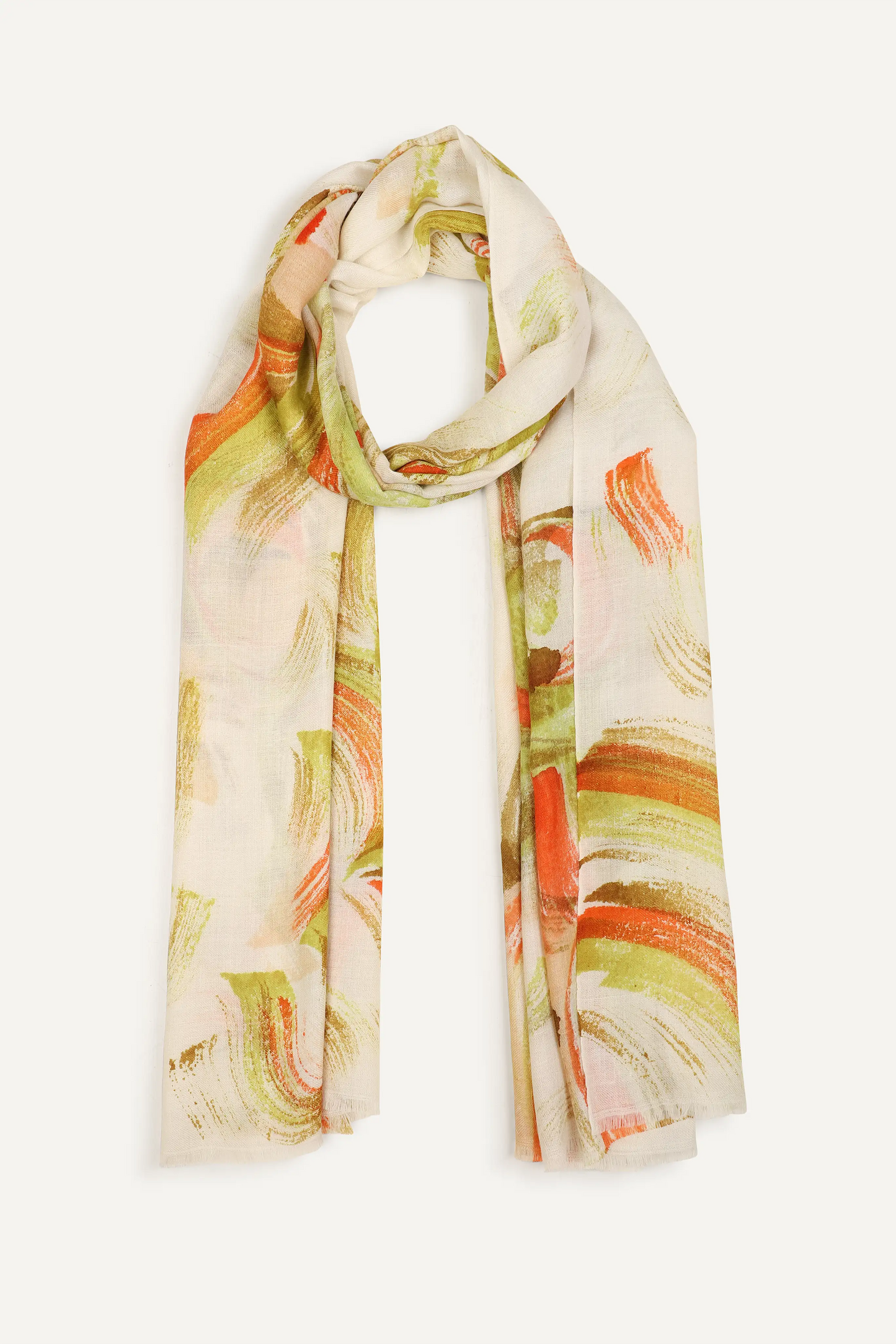 FLORAL SWIRLS -  HANDPAINT FOULARD - LIME COMBO