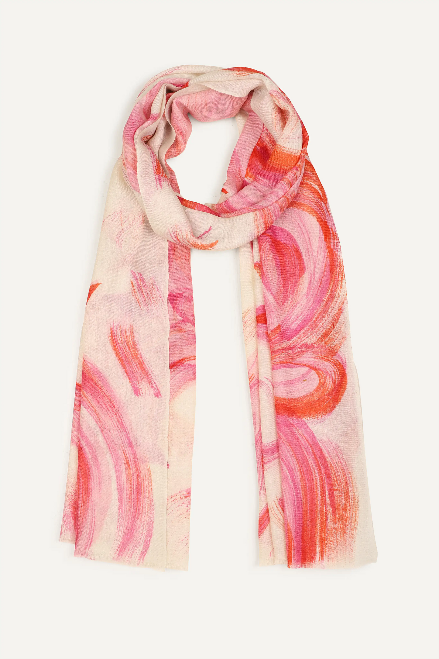 FLORAL SWIRLS -  HANDPAINT FOULARD - PINK COMBO