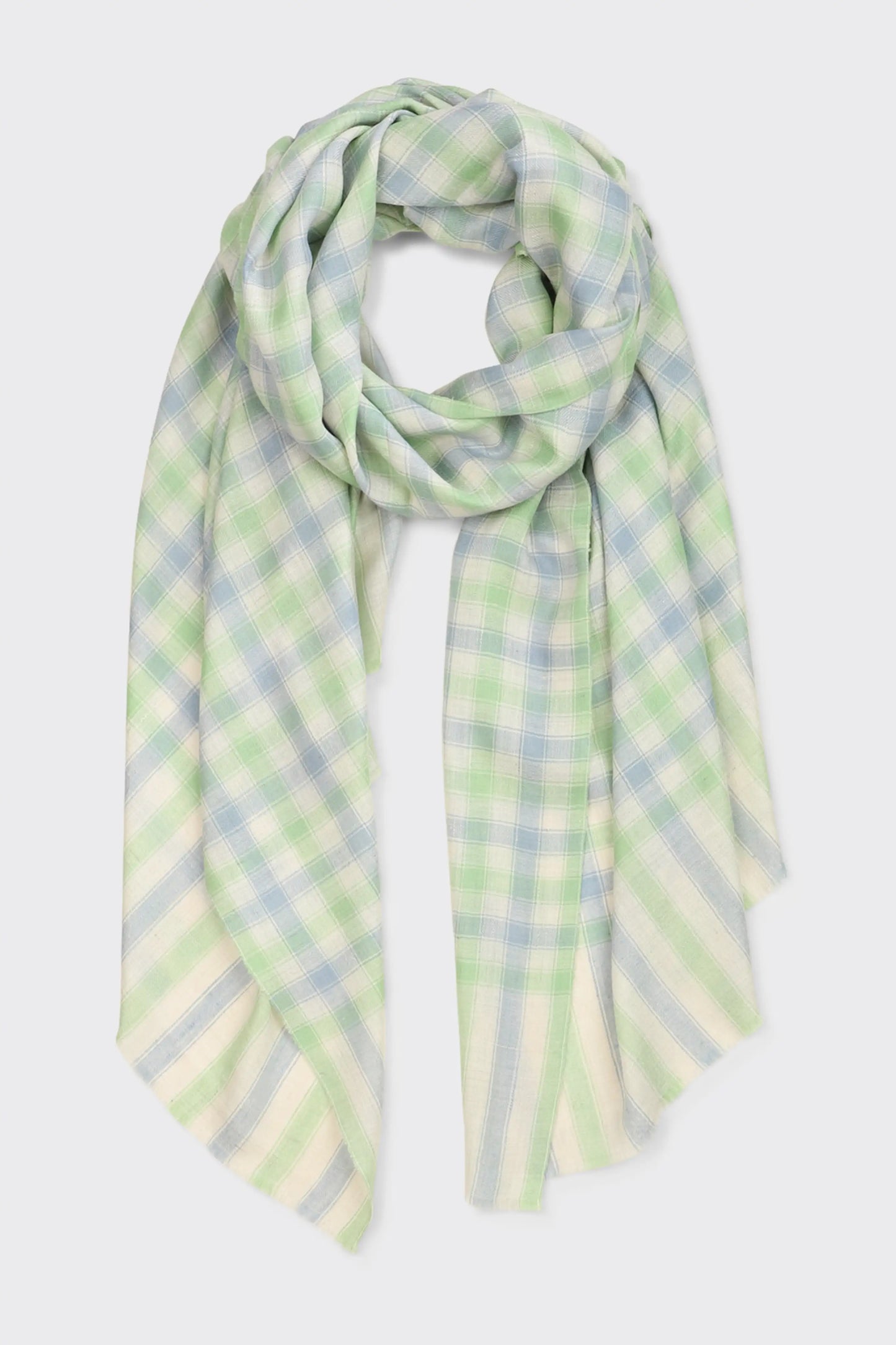 GINGHAM CHECK FOULARD - BLUE/GREEN COMBO