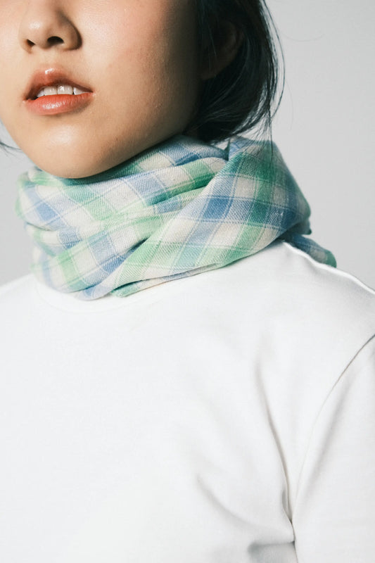 GINGHAM CHECK FOULARD - BLUE/GREEN COMBO