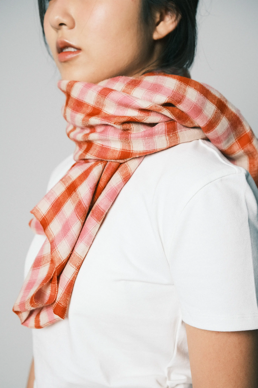 GINGHAM CHECK FOULARD - ORANGE/PINK COMBO