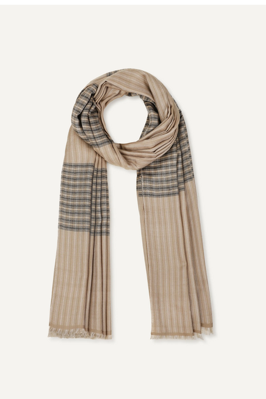 CHECK & STRIPE FOULARD - SMOKE COMBO