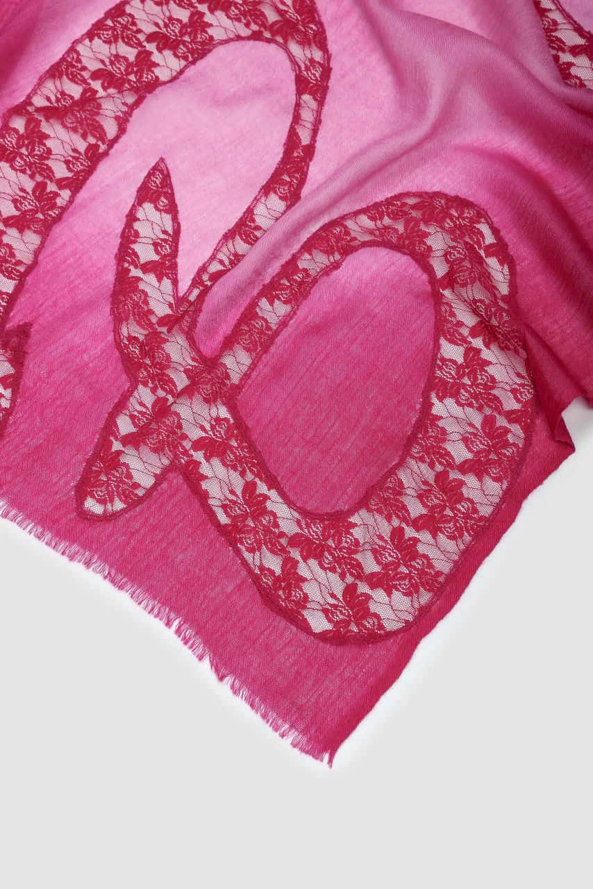 A pink belle ombre scarf on a white background - Me & K