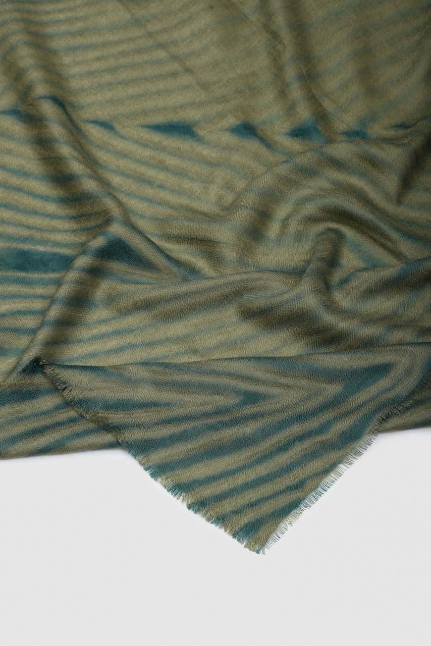 Striped Diagonal Arashi Cashmere Scarf in lizard green - Me & K