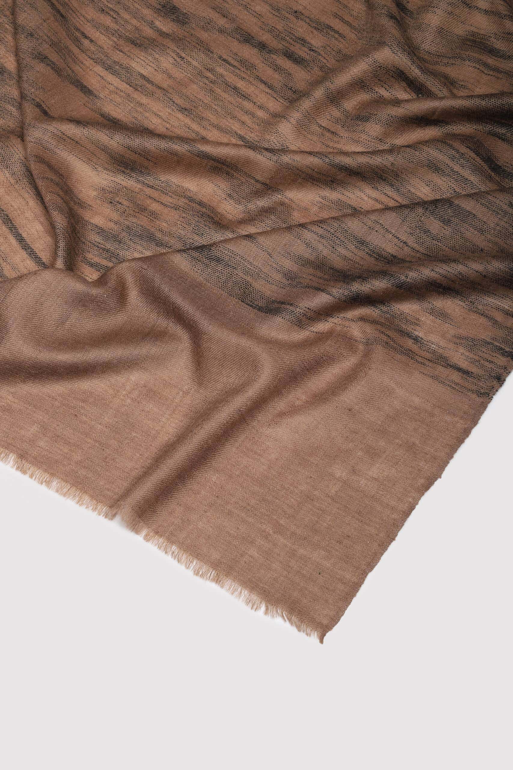 Brown and black colored Ikat shawl on a white background- Me & K