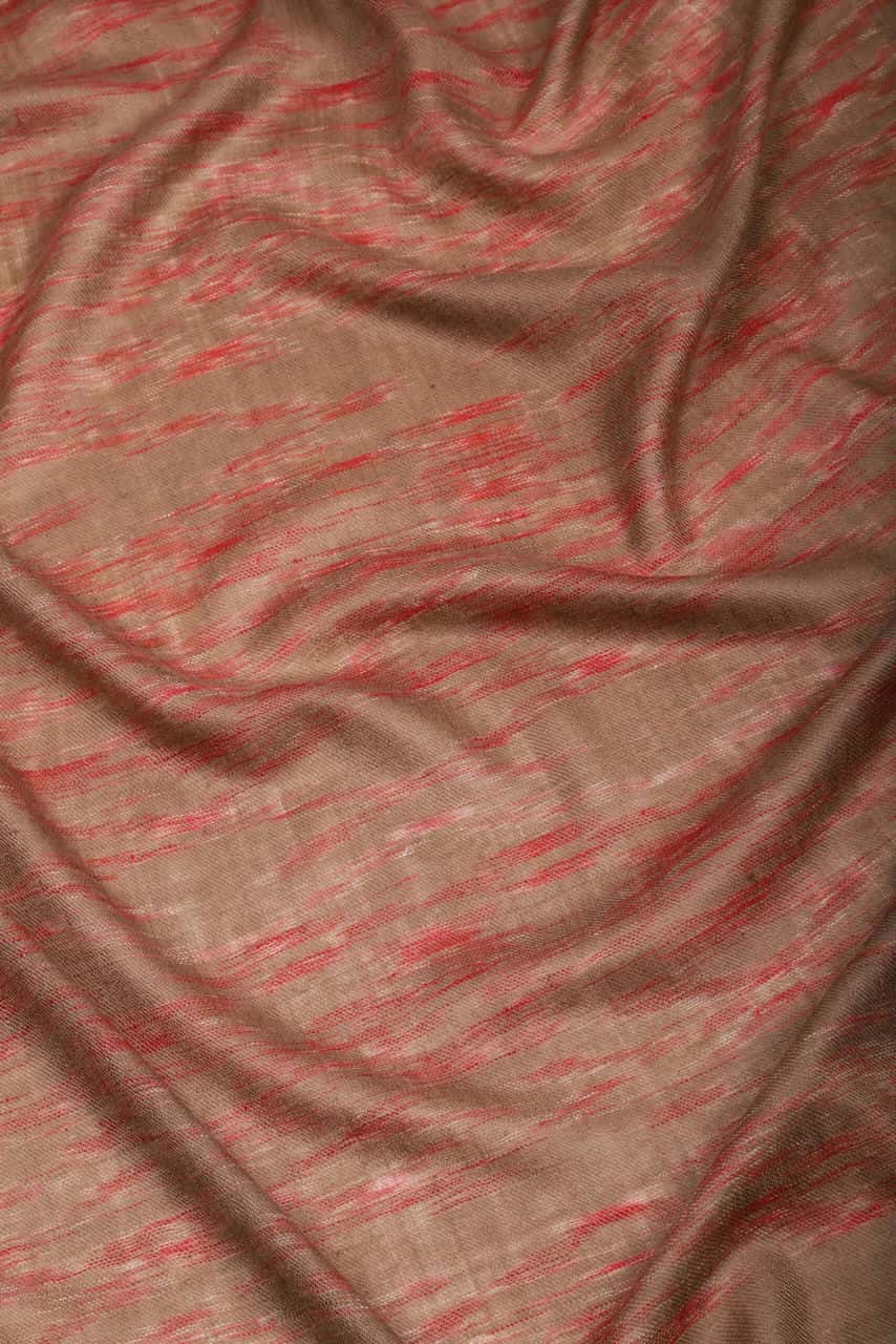 Close-up shot of natural brown & red colored Ikat shawl - Me&K