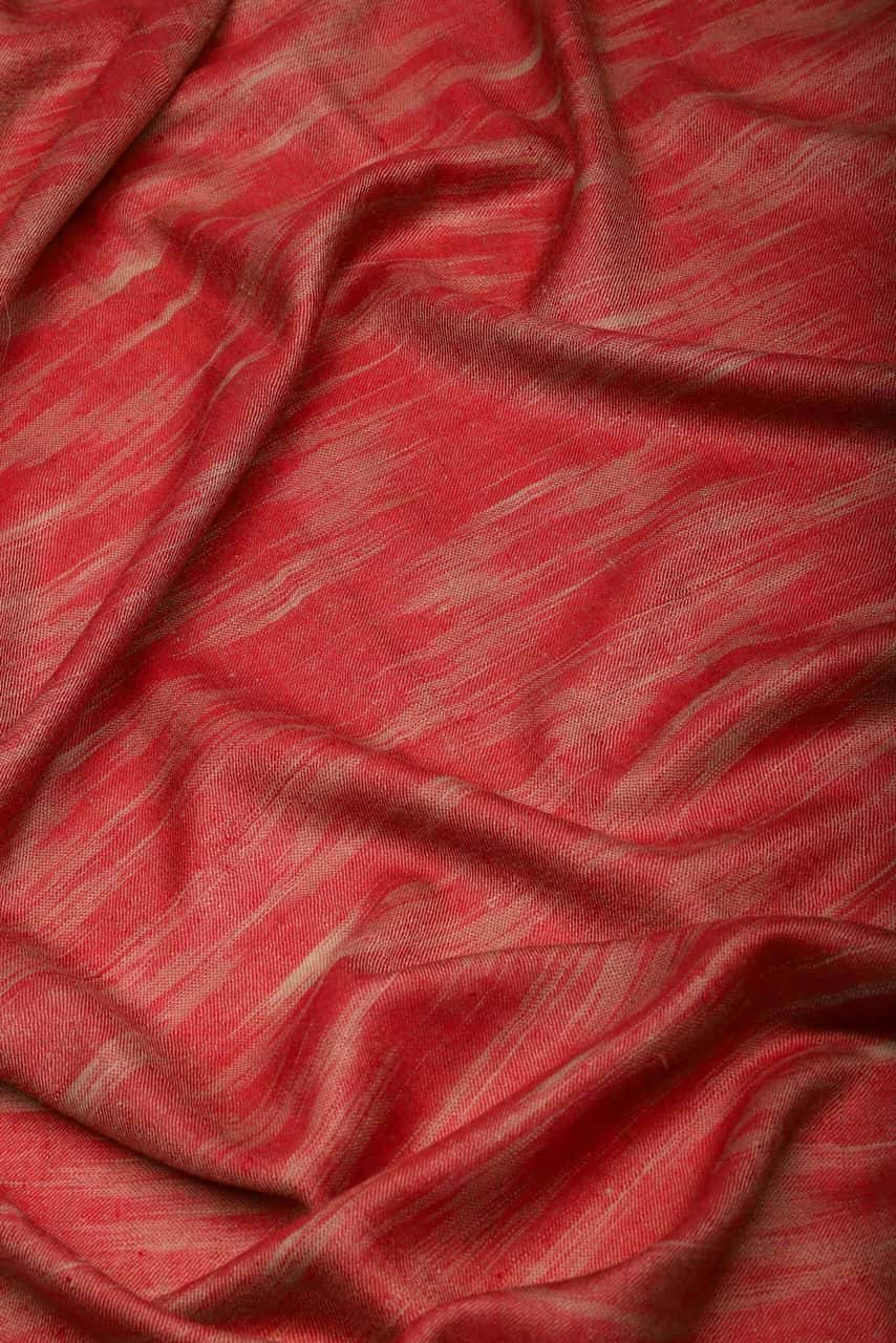 Close-up click of red & beige colored Ikat cashmere shawl - Me&K